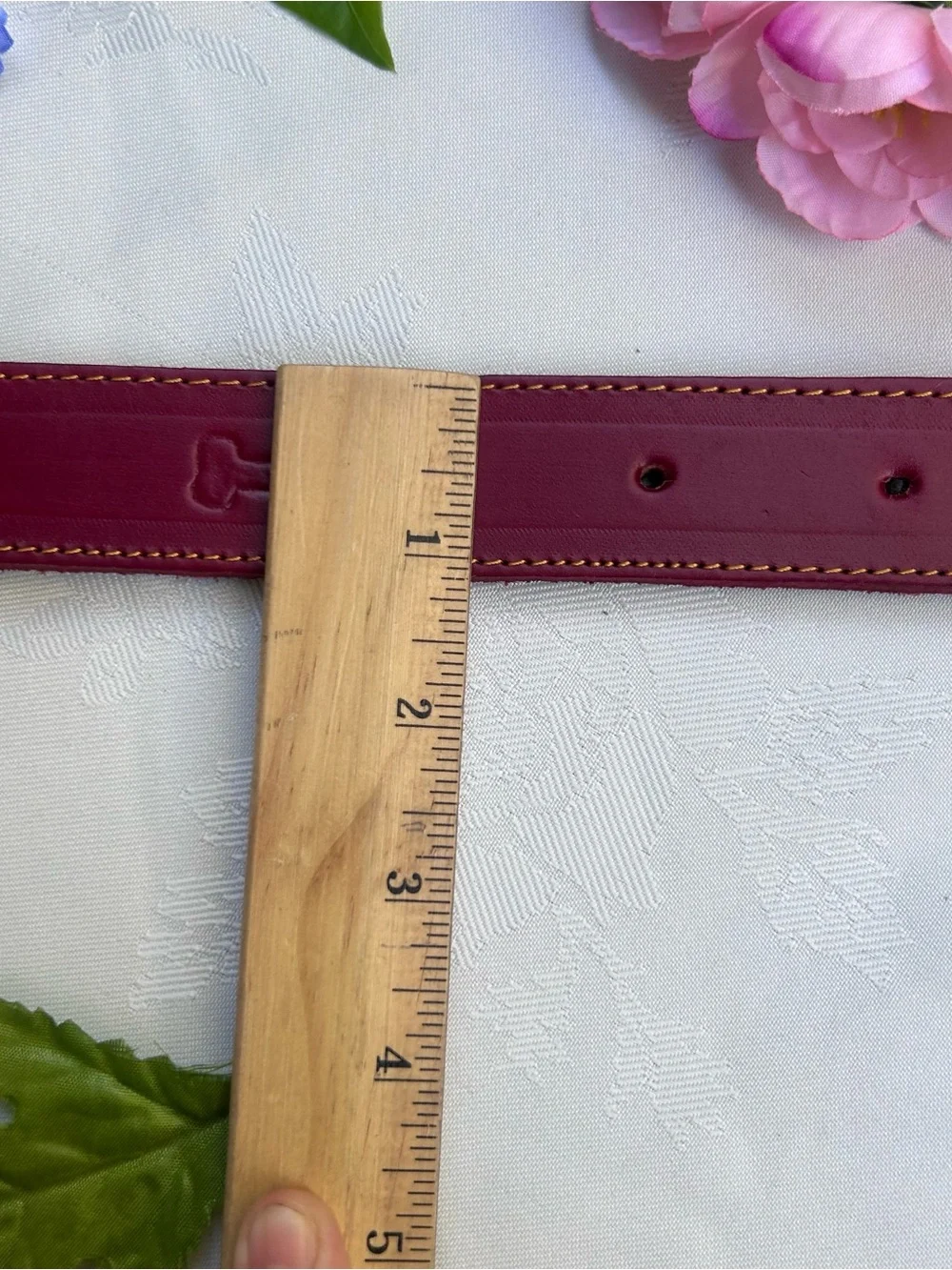 Leather Dog Collar Burgundy Red Adjustable 15-21